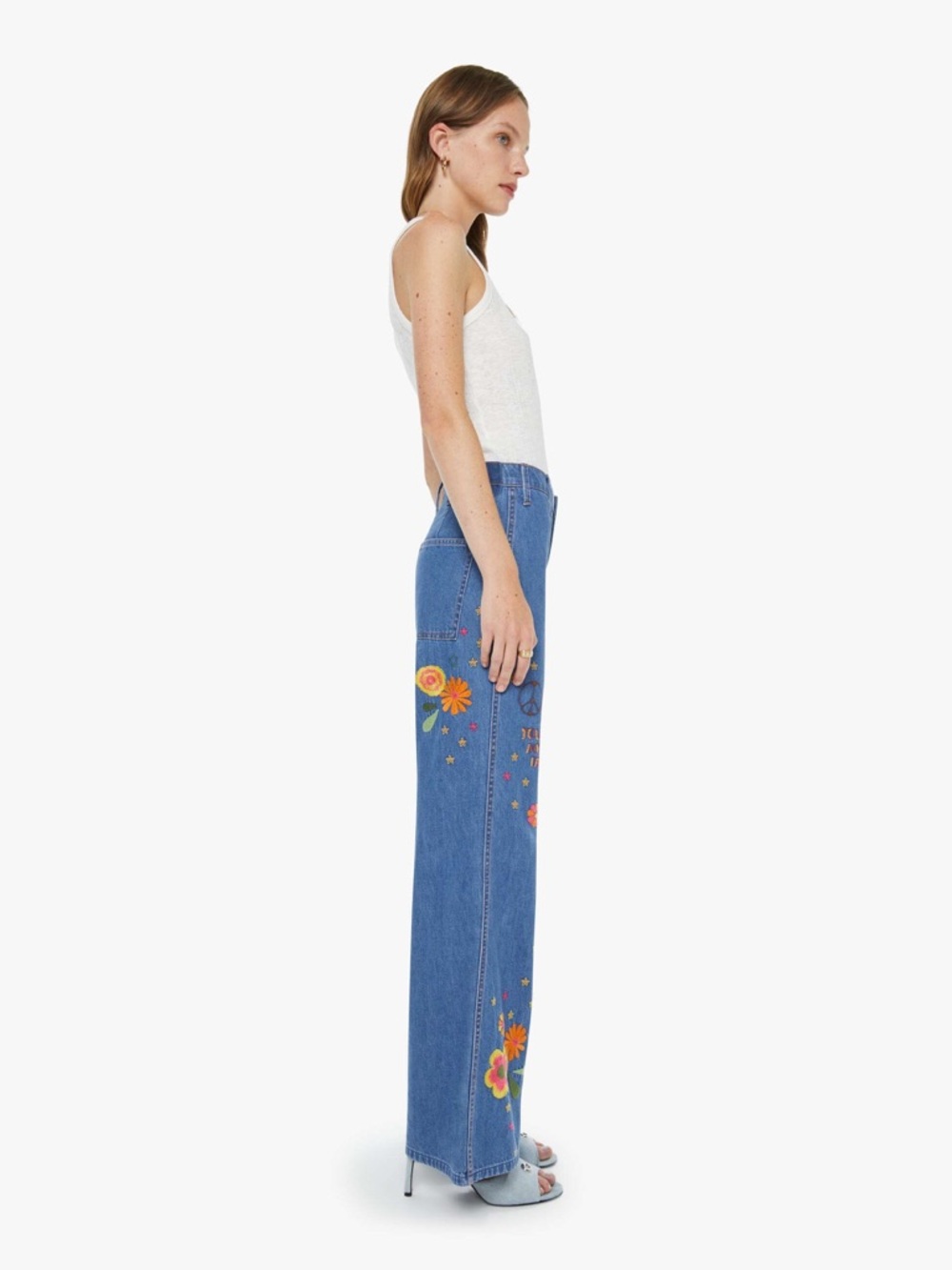 MOTHER The Heyday Hustler Roller Wide Leg in Hodgepodge Floral Embroidery - Picture 2 of 16